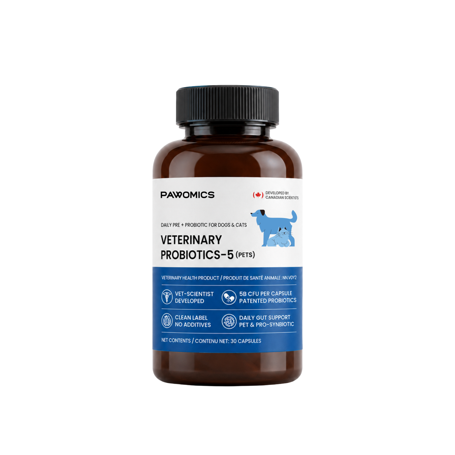 Veterinary Probiotics-5 Daily Pre + Probiotic for Dogs & Cats