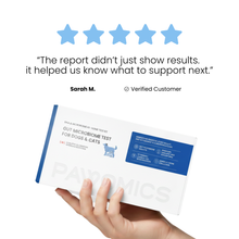 Customer review for Pawomics gut microbiome test kit with pet health report feedback