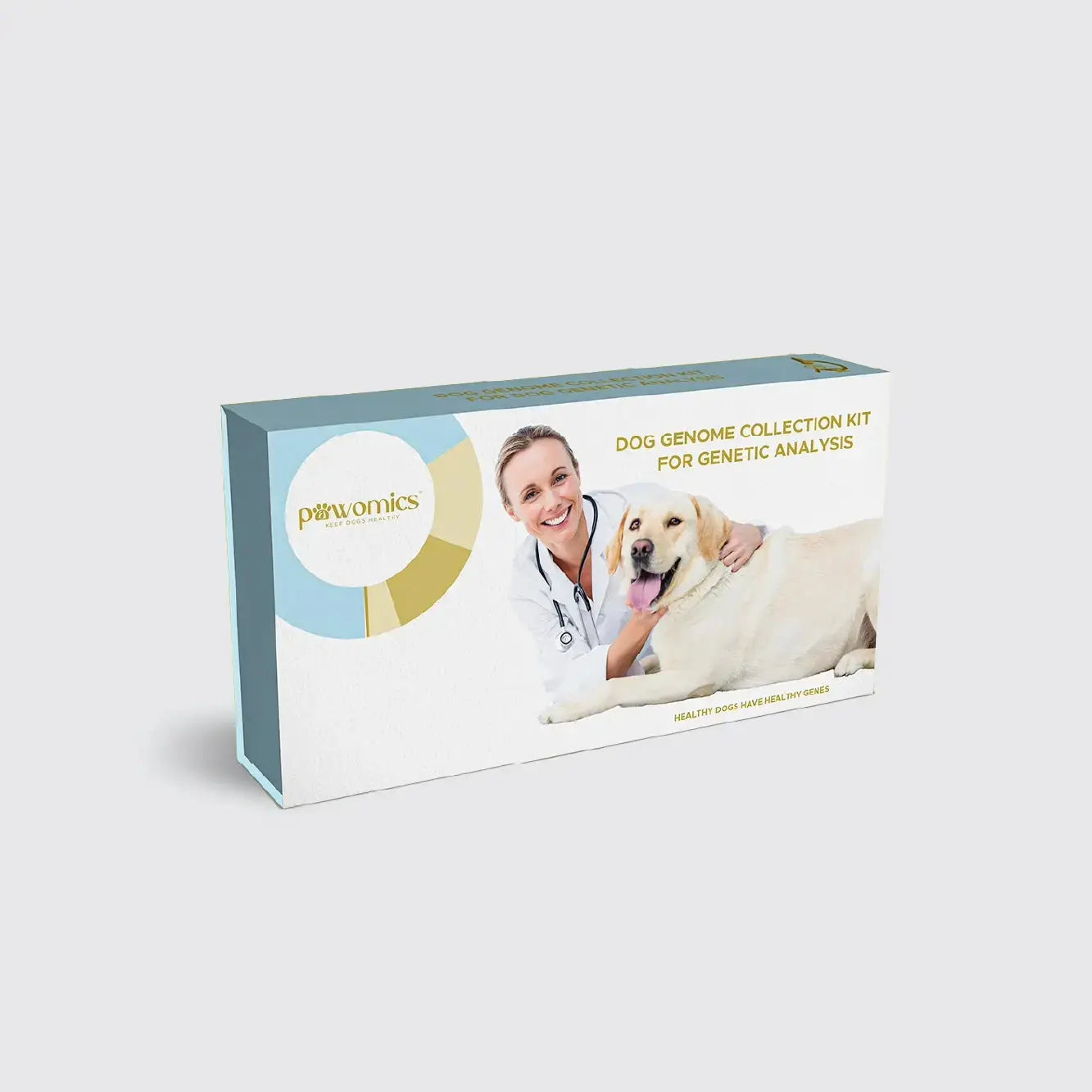 Dog genome collection kit for genetic analysis on a white background