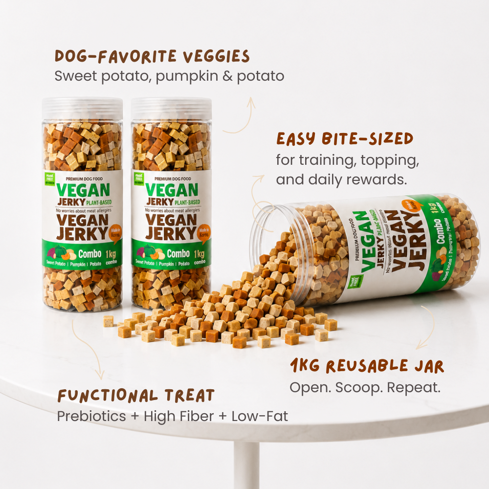 Pawomics veggie dog treats in sweet potato, pumpkin, and potato varieties