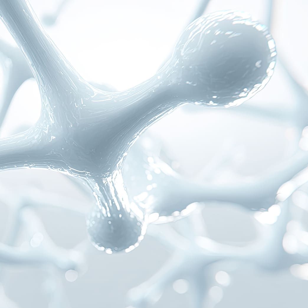 Close-up of a molecular structure with a light gray background