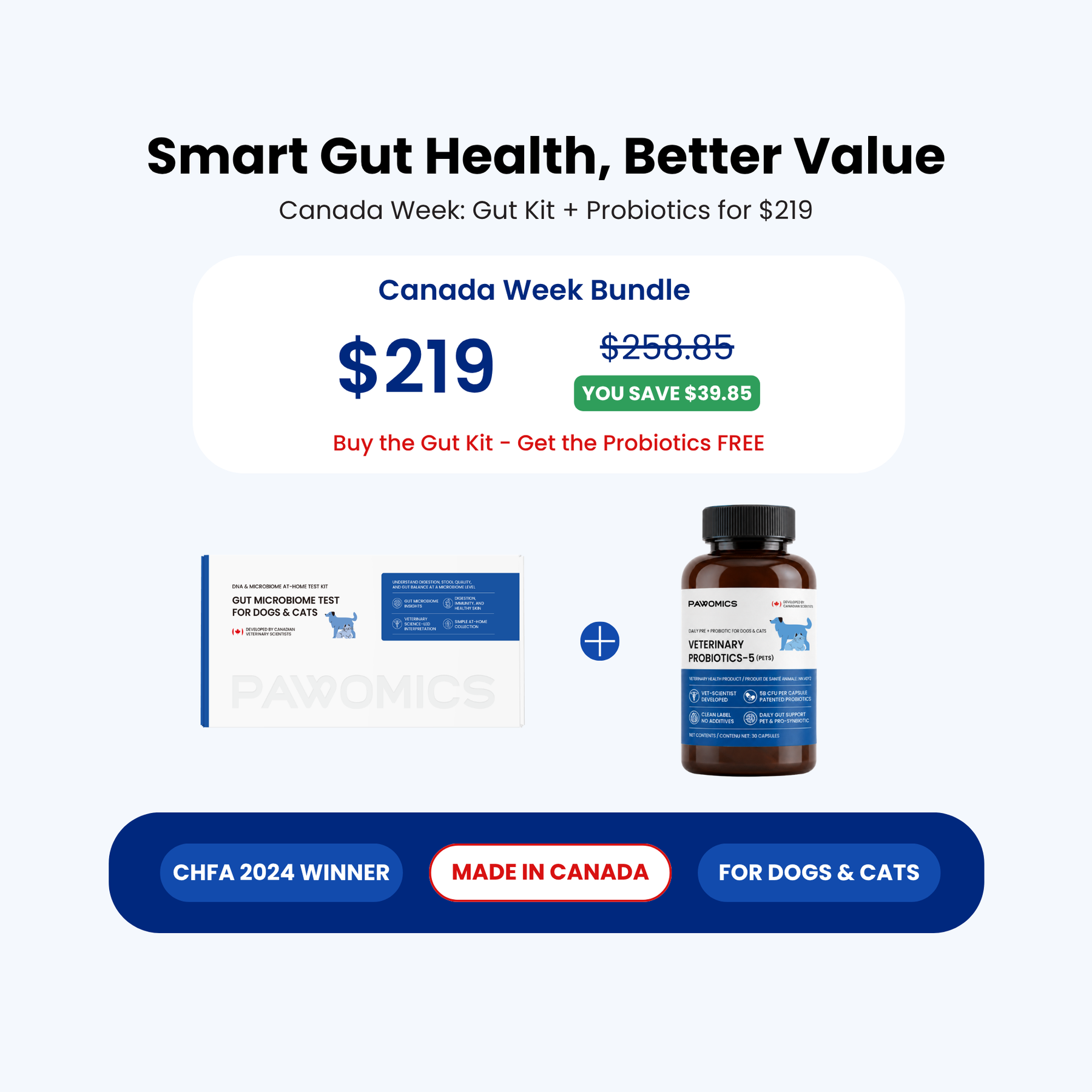 Gut Microbiome Test + Probiotics for Dogs & Cats